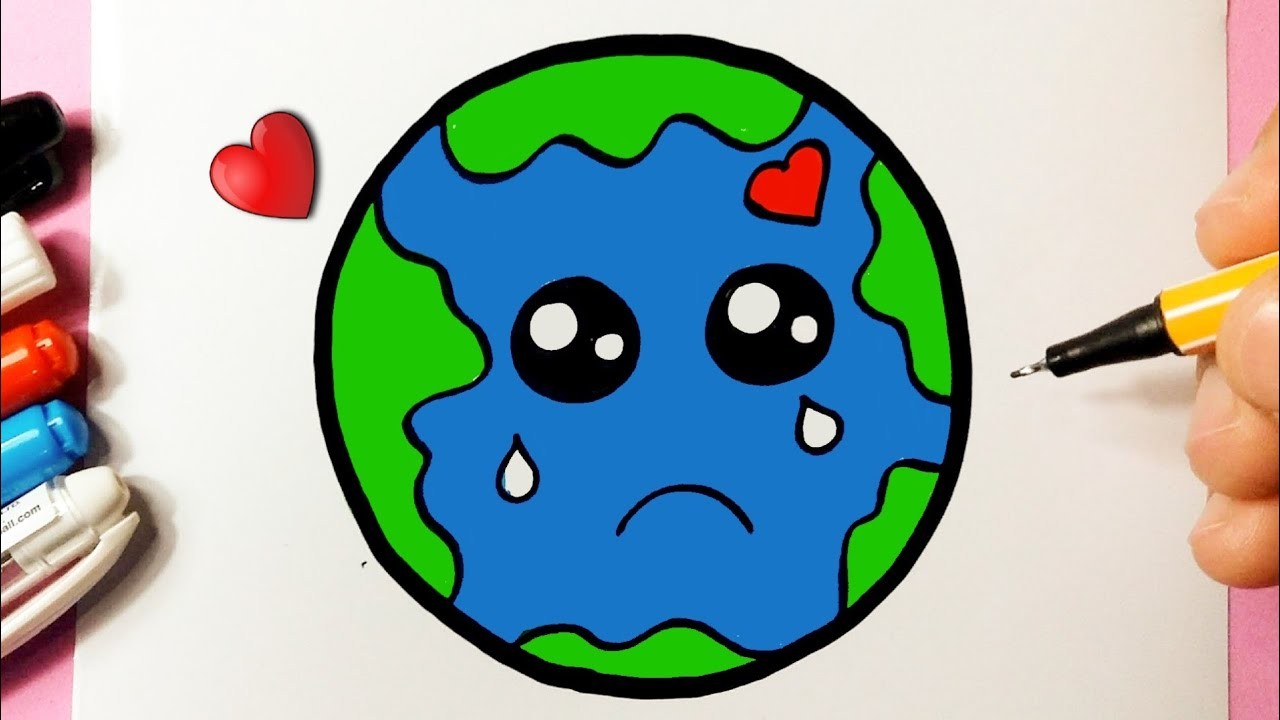 Cómo dibujar Planet Earth World kawaii llora ♥ Dibujos Kawaii - Dibujos para dibujar