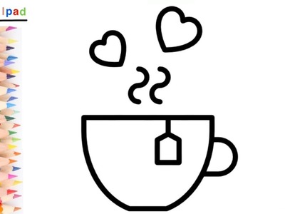 Como dibujar una TAZA CAFE CORAZON | dibujos para niños ????⭐ How to draw a HEART CUP OF COFFEE  | kids