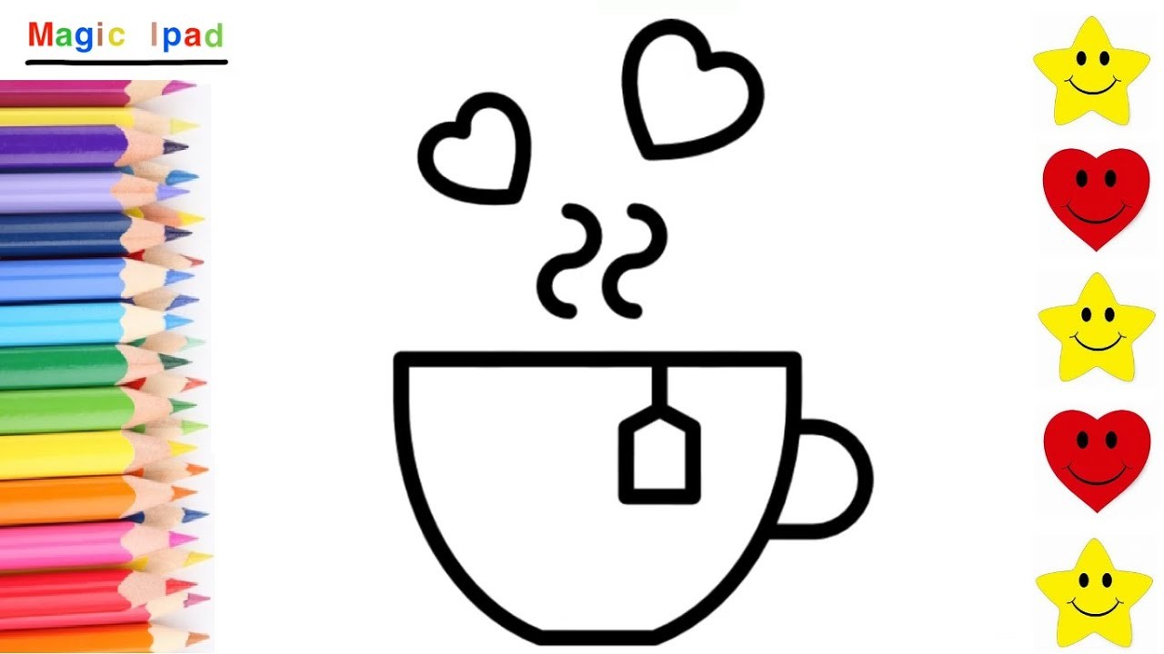 Como dibujar una TAZA CAFE CORAZON | dibujos para niños ????⭐ How to draw a HEART CUP OF COFFEE  | kids
