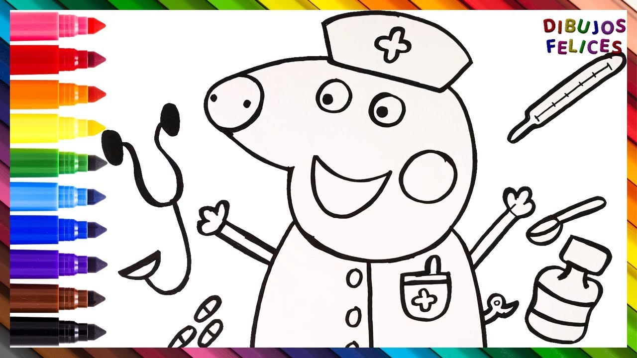 Cómo Dibujar y Colorear A Peppa Pig Enfermera y Kits Médicos ????????????  Dibujos Para Niños