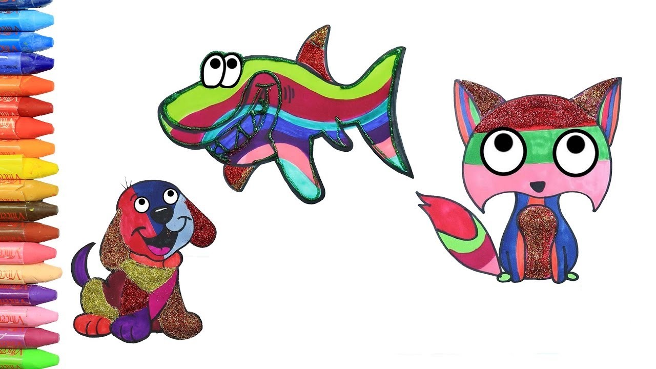 Cómo Dibujar y Colorear Perro???? Tiburón Zorro | Dibujos Para Niños con MiMi???? | Aprender Colores????