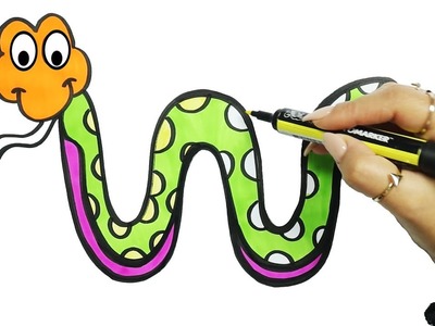Cómo Dibujar y Colorear Serpiente ???? | Dibujos Para Niños con MiMi ???? | Aprender Colores ????