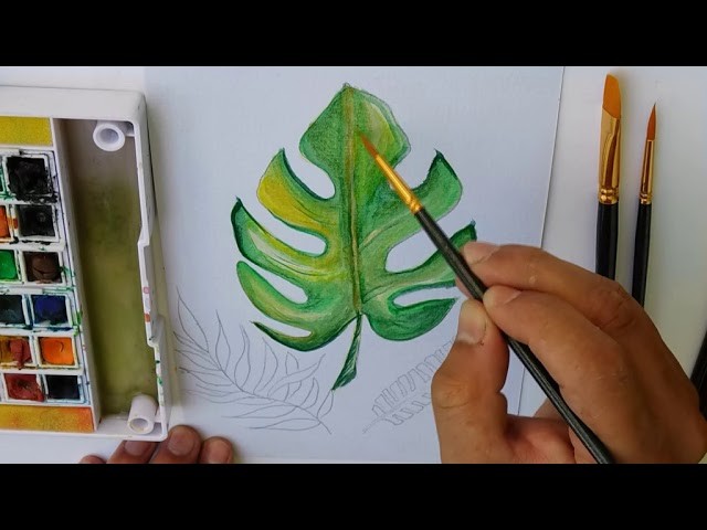 Cómo pintar hojas (botánica) fáciles con Acuarela para principiantes