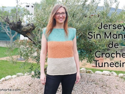 Cómo Tejer Blusa De Crochet Tunecino Paso a Paso | Sin Costuras, de 1 Sola Pieza #crochettunecino