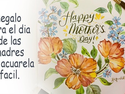 Corona de flores. 2.2 Tarjeta para el día de las madres. Acuarela p.principiantes fácil paso a paso