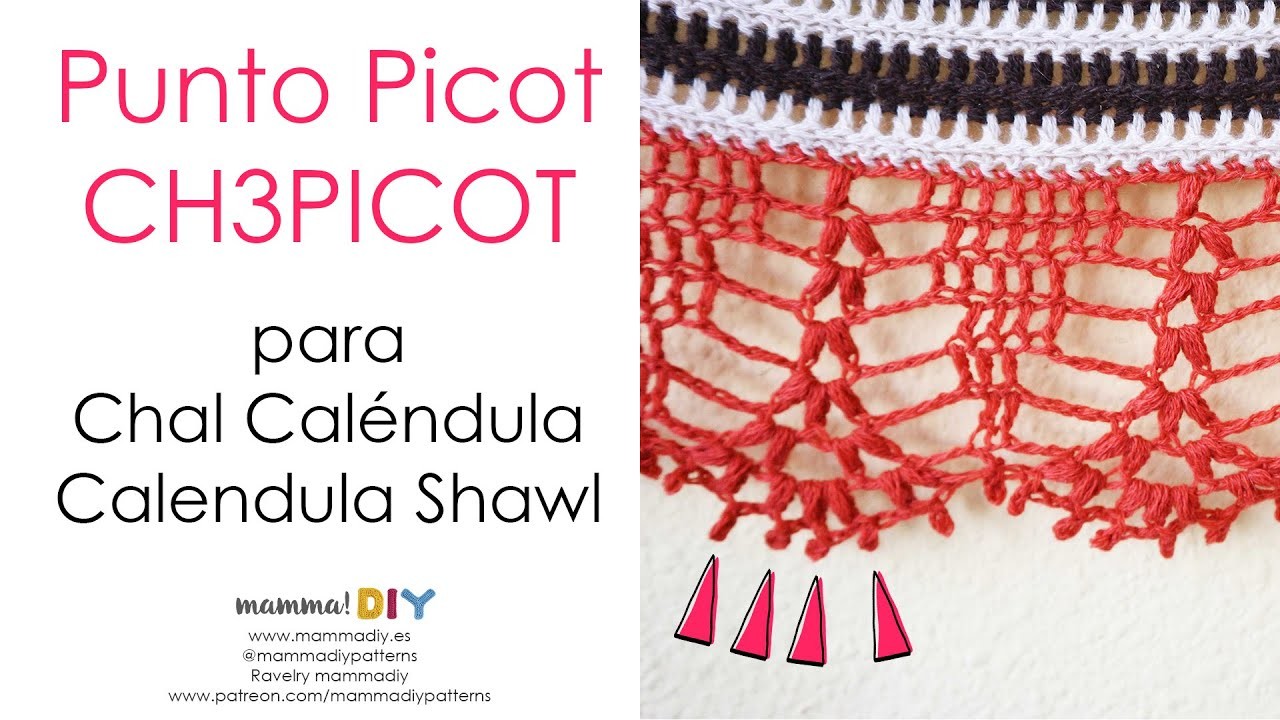 Crochet Tutorial Picot Stitch for Calendula Shawl by Cecilia Losada of Mamma Do It Yourself