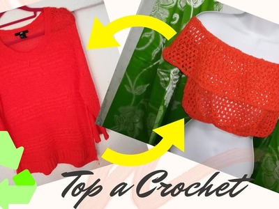 Crop top o blusa estilo campesina tejida a crochet tutorial paso a paso by Alexandra Sacasa