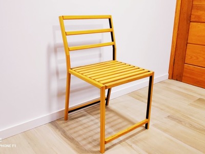 D.I.Y- Cadeira feita de barra chata e madeira.