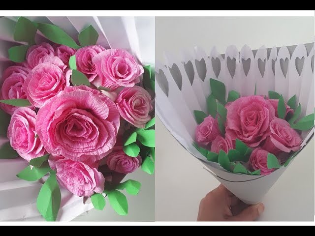 DIY Ramo de rosas de papel crepé  | Rosas de papel tutorial