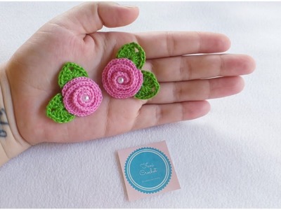 Flores a Crochet. mini Botones de rosas a crochet. aplicación. paso a paso