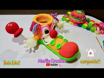 Payasito Zapatin Porta Lápices y colores Tejido a crochet