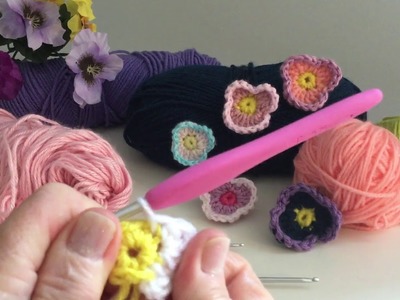 Pensamientos Fáciles de 3 Petalos en Crochet Flor #17 (Easy Pansy in Crochet)
