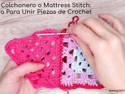 Punto Colchonero o Matress Stitch Costura Para Unir Piezas De Crochet - Ganchillo #crochet