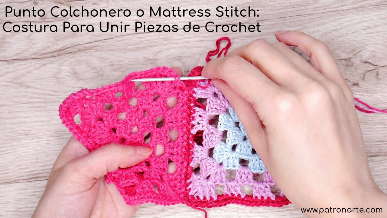 Punto Colchonero o Matress Stitch Costura Para Unir Piezas De Crochet - Ganchillo #crochet