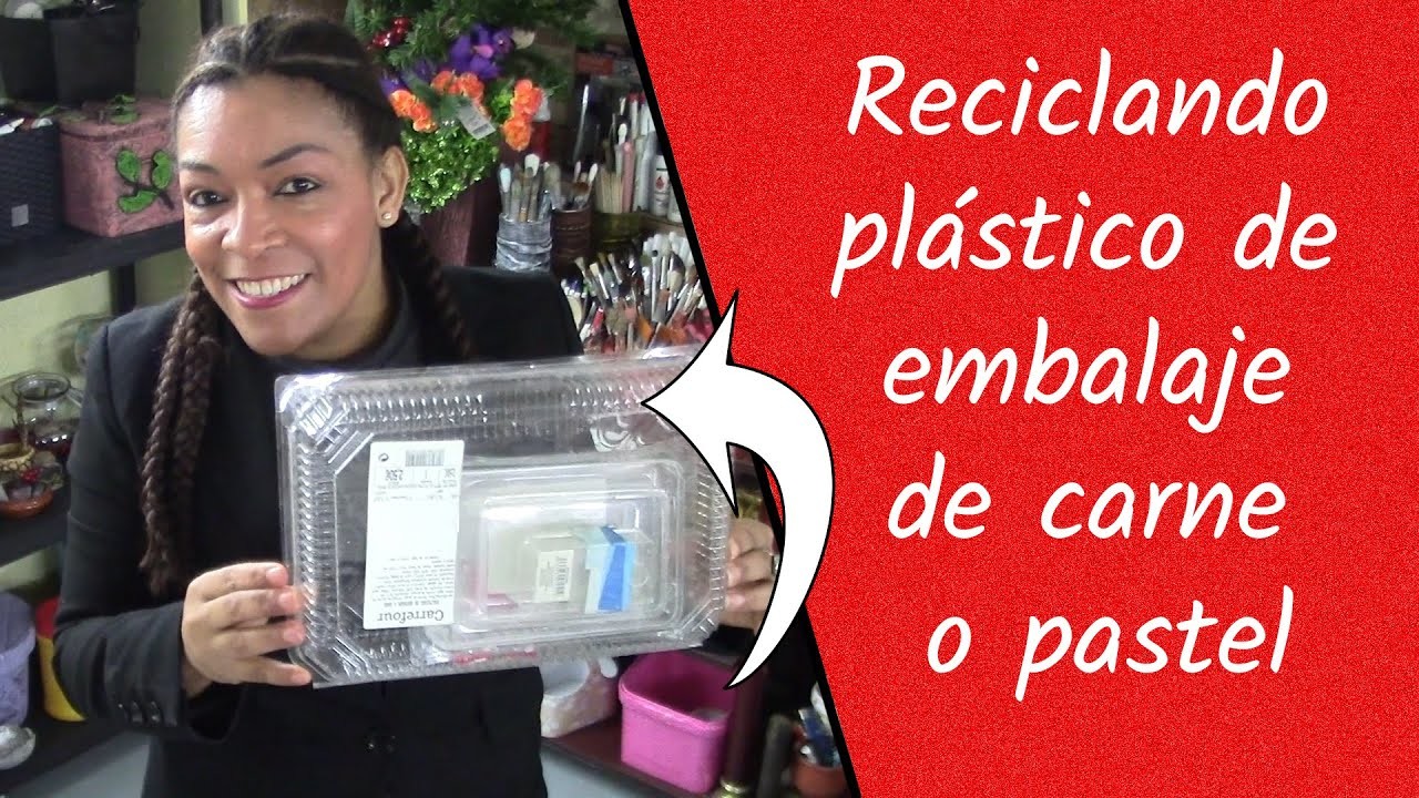 Reciclando plástico de embalaje de carne o pastel