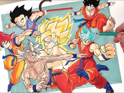 TUTORIAL Goku Transformations | Goku's day Drawing