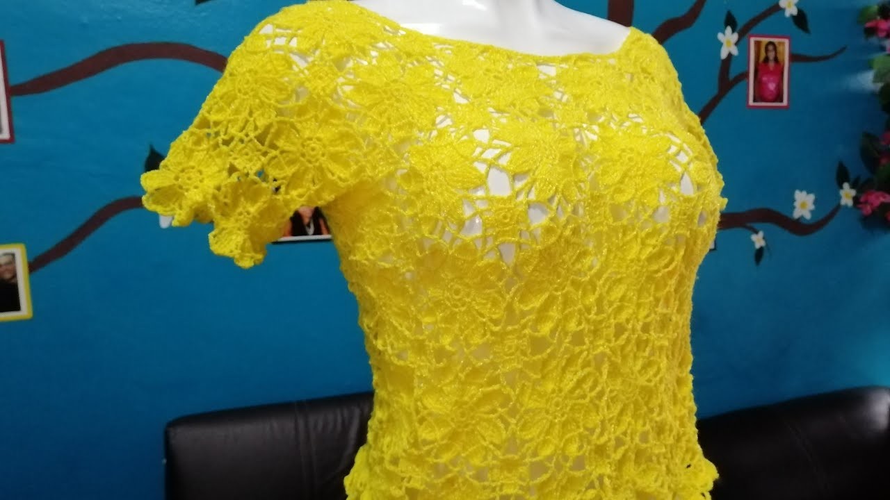 Blusa amarilla tejida a crochet | parte 2 | Paso a paso ????