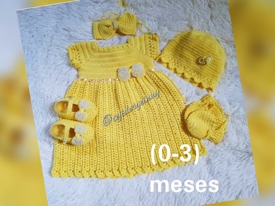 Como hacer un vestido tejido a crochet para bebes recién nacido (0-3) meses#crochet