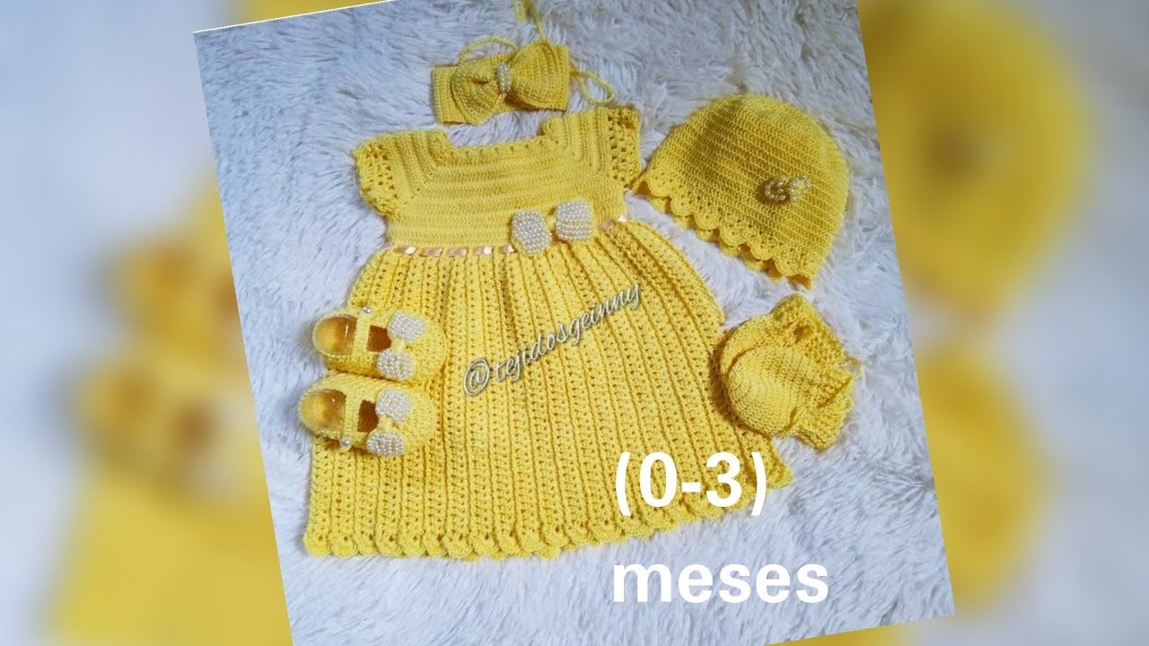 Como hacer un vestido tejido a crochet para bebes recién nacido (0-3) meses#crochet