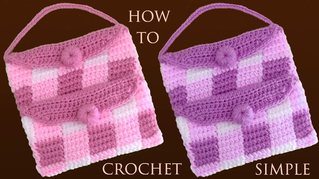 Como tejer a Crochet Bolso Monedero Punto cuadrados de colores tejido con ganchillo