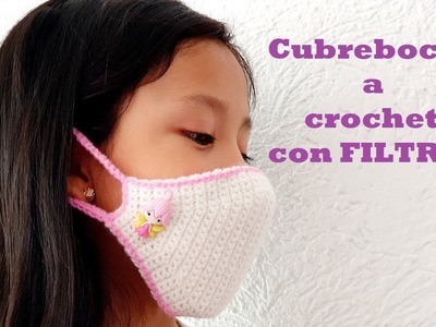 CUBREBOCAS con FILTRO a crochet TALLAS 4, 6, 8, 10, 12 años para niños y niñas