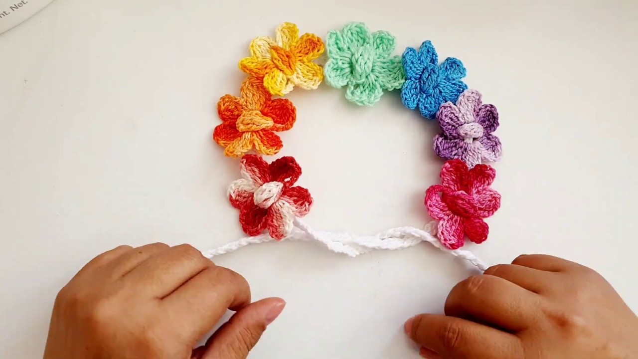 DIADEMA de flores ENSAMBLADAS Tejido a crochet. paso a paso - facil y rapido