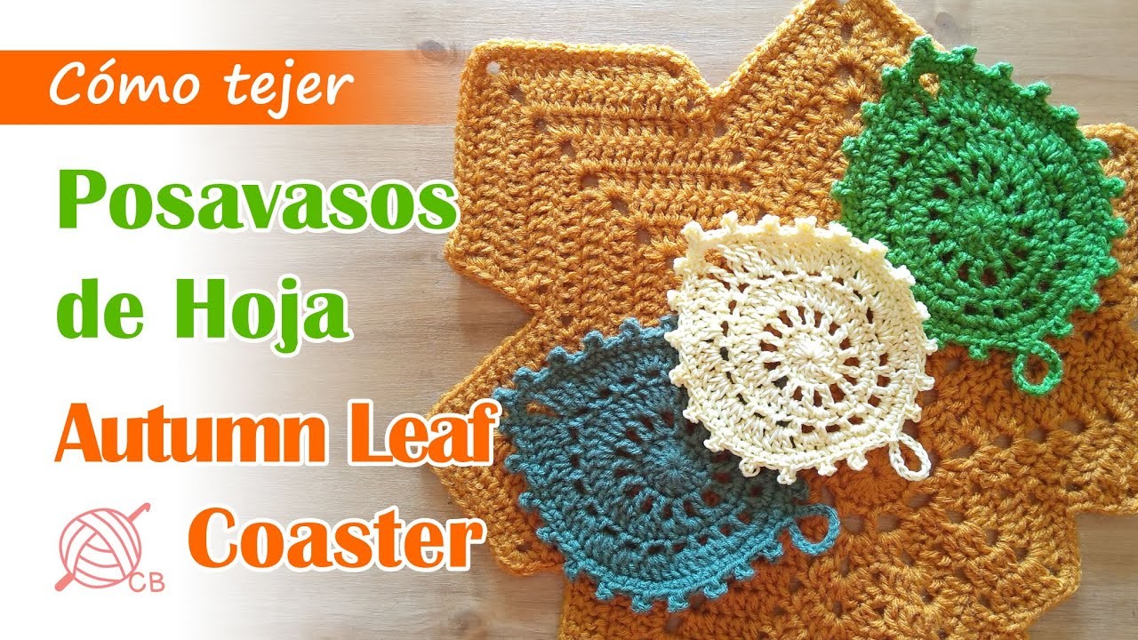 [ENG Sub] Cute Fall Leaf coasters - Crochet Posavasos en Hojas - Autumn Leaves doily - Easy tutorial