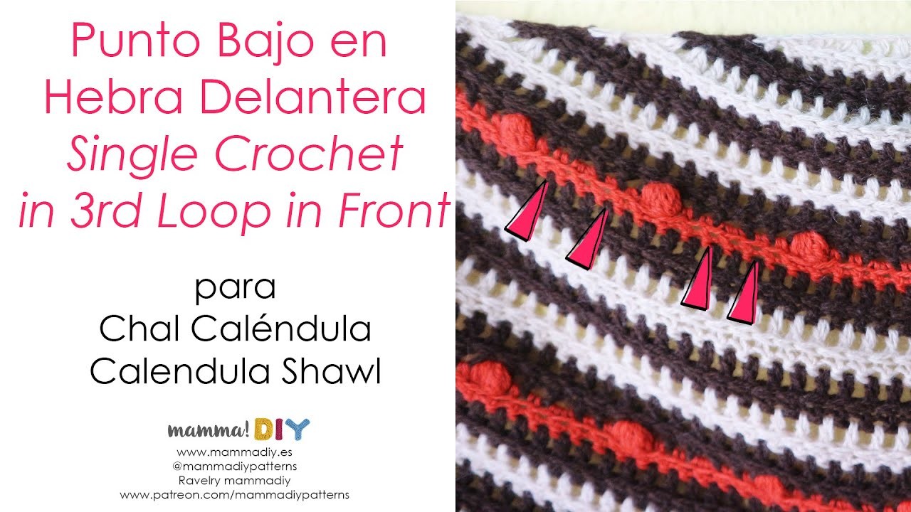 Single Crochet in 3rd Loop in Front for Calendula Shawl by Cecilia Losada of Mamma Do It Yourself