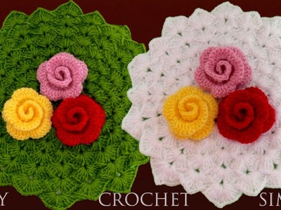 Tejidos a Crochet Punto abanicos intercalados en relieve para tapetes tejido con ganchillo