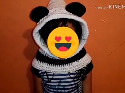 Capucha o Gorro con Cuello de Panda tejido a crochet.