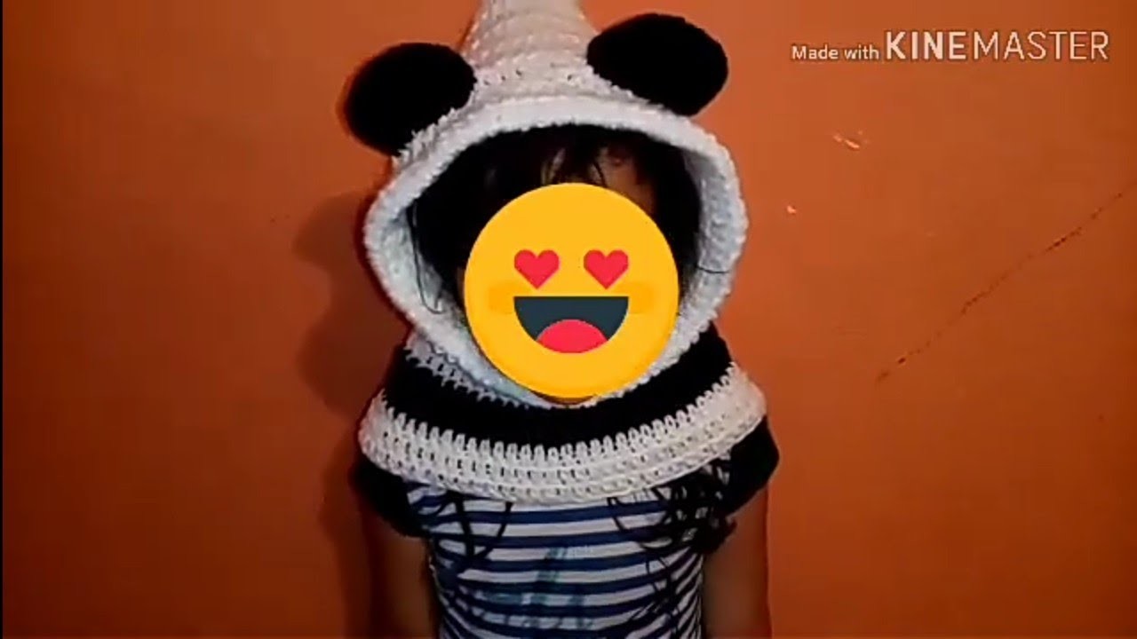Capucha o Gorro con Cuello de Panda tejido a crochet.