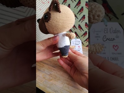 Perro Pug Amigurimi - big head. tejido a crochet