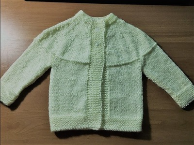 Suéter tejido desde abajo unido en el canesú. (De 0 a 6 meses) Con datos para diferentes tamaños