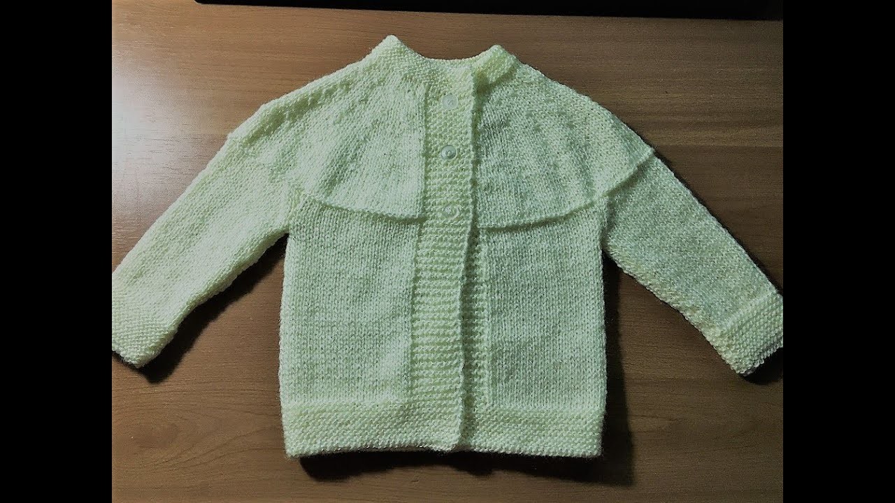 Suéter tejido desde abajo unido en el canesú. (De 0 a 6 meses) Con datos para diferentes tamaños