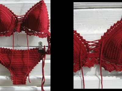 Top rojo tejido a Crochet - Parte 1 (copas)