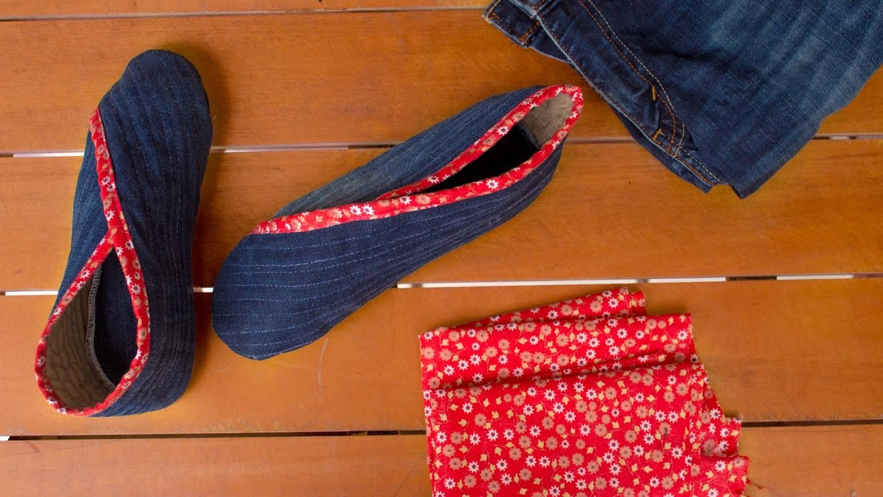 Zapatillas o pantuflas para estar en casa, reutilizando un jean.diy superfácil