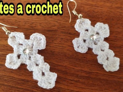 Aretes o Pendientes a Crochet en forma de una Cruz _ diseño 5