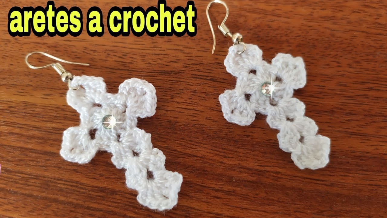 Aretes o Pendientes a Crochet en forma de una Cruz _ diseño 5