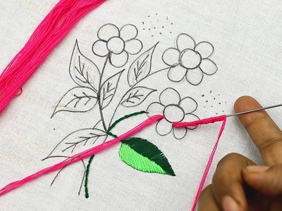 Bordado fantasía flor (puntadas fáciles) ???? hand embroidery stitches for beautiful flower pattern