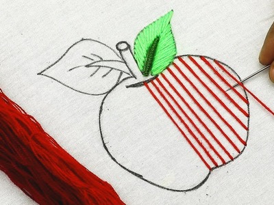 Bordado fantasía: Manzana (puntadas fáciles)????hand embroidery pattern of an apple with easy stitches