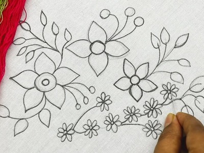 Bordado fantasía (patrón de flores) | hand embroidery flower pattern