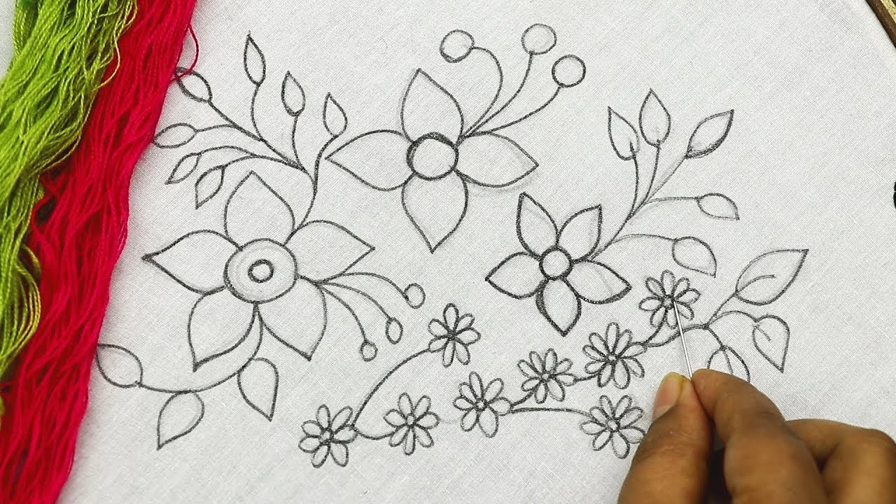 Bordado fantasía (patrón de flores) | hand embroidery flower pattern