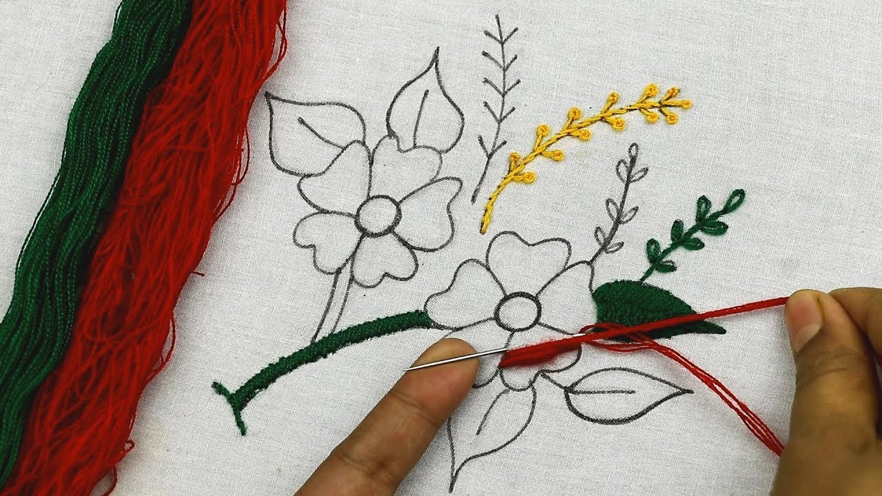 Bordado Fantasía (patrón de flores) - Fácil ???? hand embroidery beautiful flower pattern