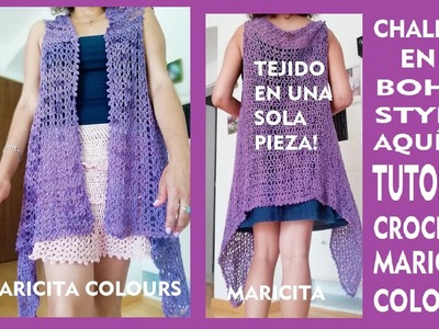 Chaleco Boho a Crochet Aquí el Tutorial por Maricita Colours