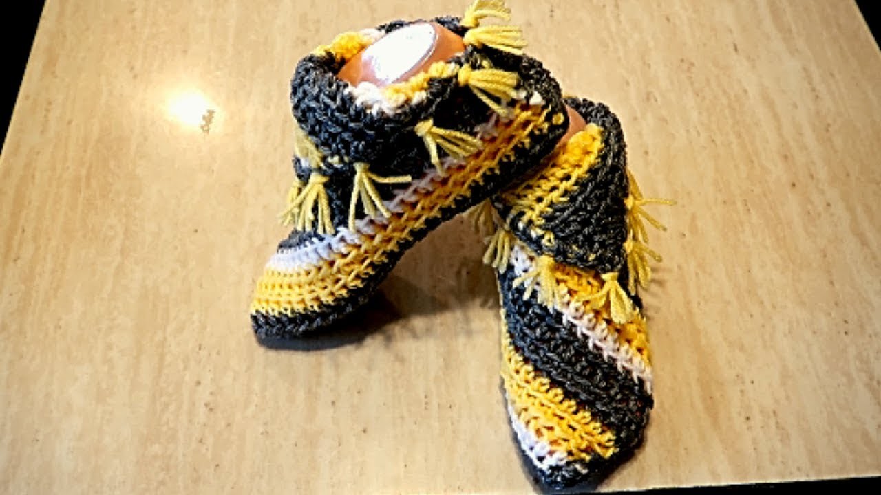 Como hacer unas Pantuflas Tejidas en Crochet  Paso apaso