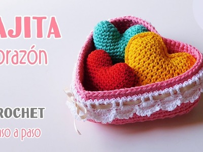 Como tejer a crochet- ganchillo una Caja Corazon, cesta para San Valentin Parte 2