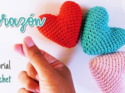 Como tejer a crochet-ganchillo un Corazon en  Puntos bajos para San Valentin. Parte 1