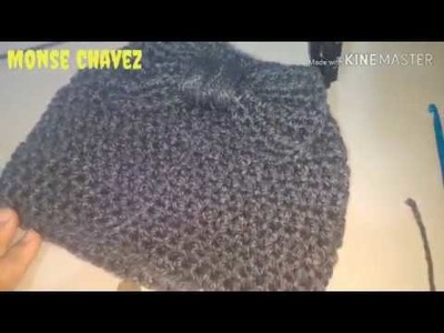 Gorro coleta con moño 3D a crochet
