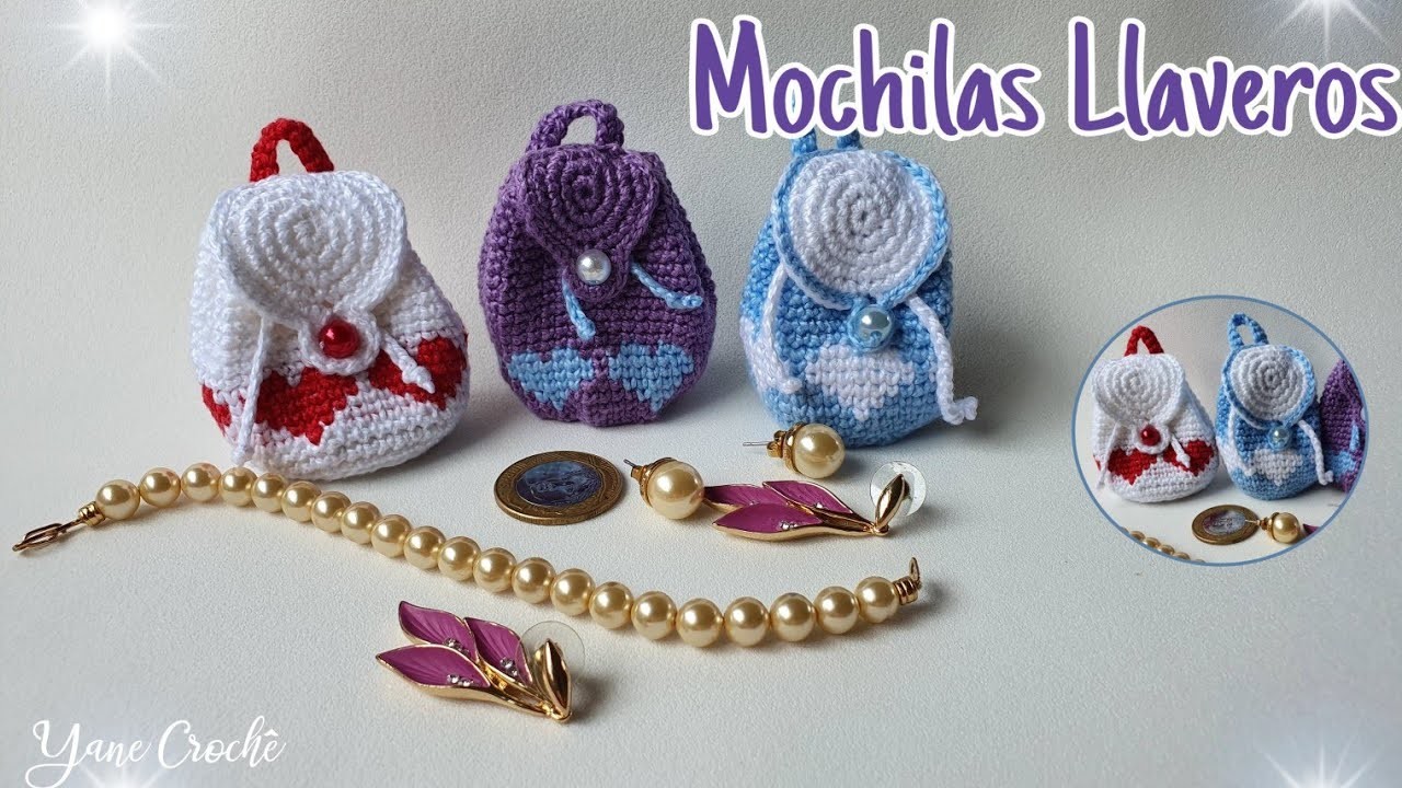 Mochilas Llaveros.como hacer Llaveros a Crochet económicos y sencillos. ideas para Regalar y vender.