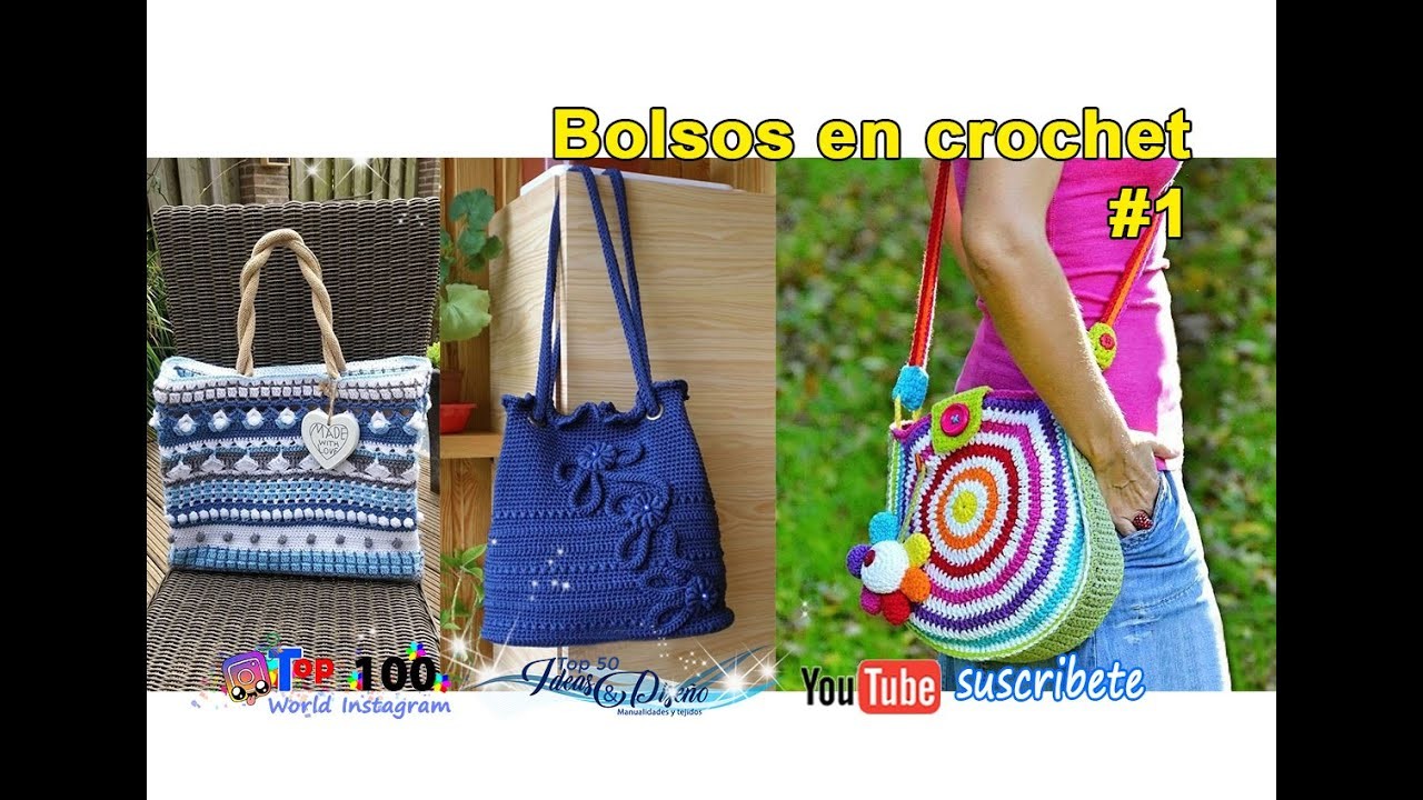 Top 100 Bolsos en crochet #1, Hermosos modelos!!